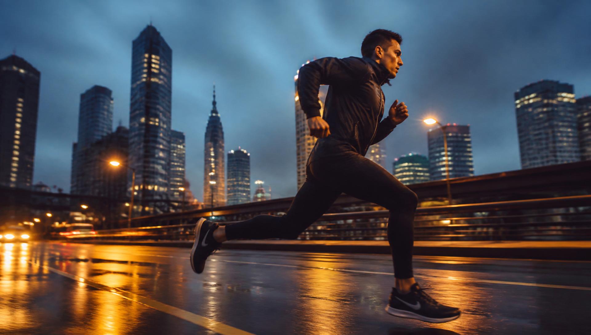 Runner in the city at dusk